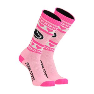 pink and white socks with hearts, Penn State, and Athletic Logos
